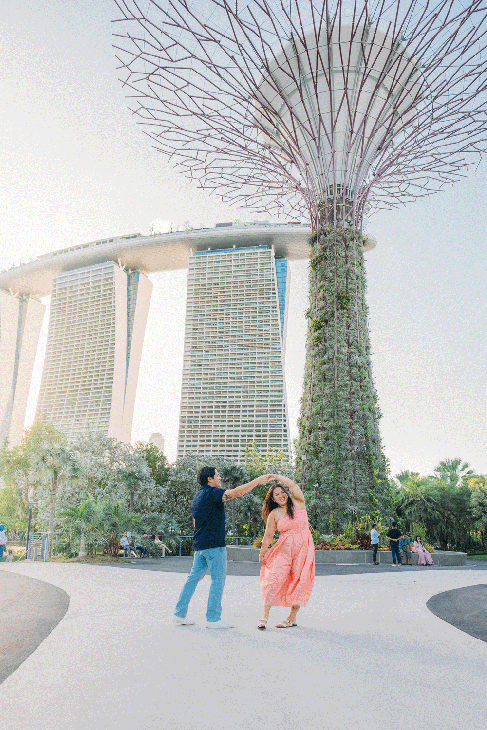 Marriage proposal at Gardens by the Bay, Singapore.