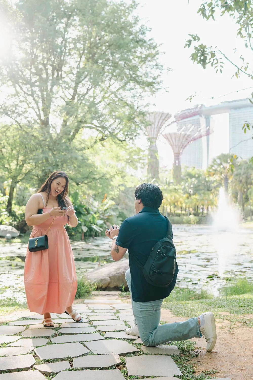 Marriage proposal at Gardens by the Bay, Singapore.