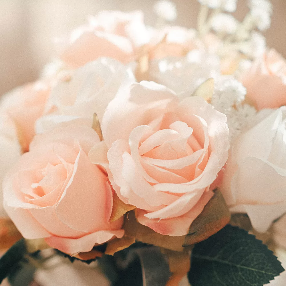 Faux bridal rose bouquet.