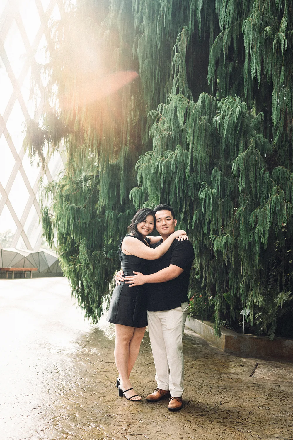 Marriage proposal at Cloud Forest, Gardens by the Bay, Singapore.