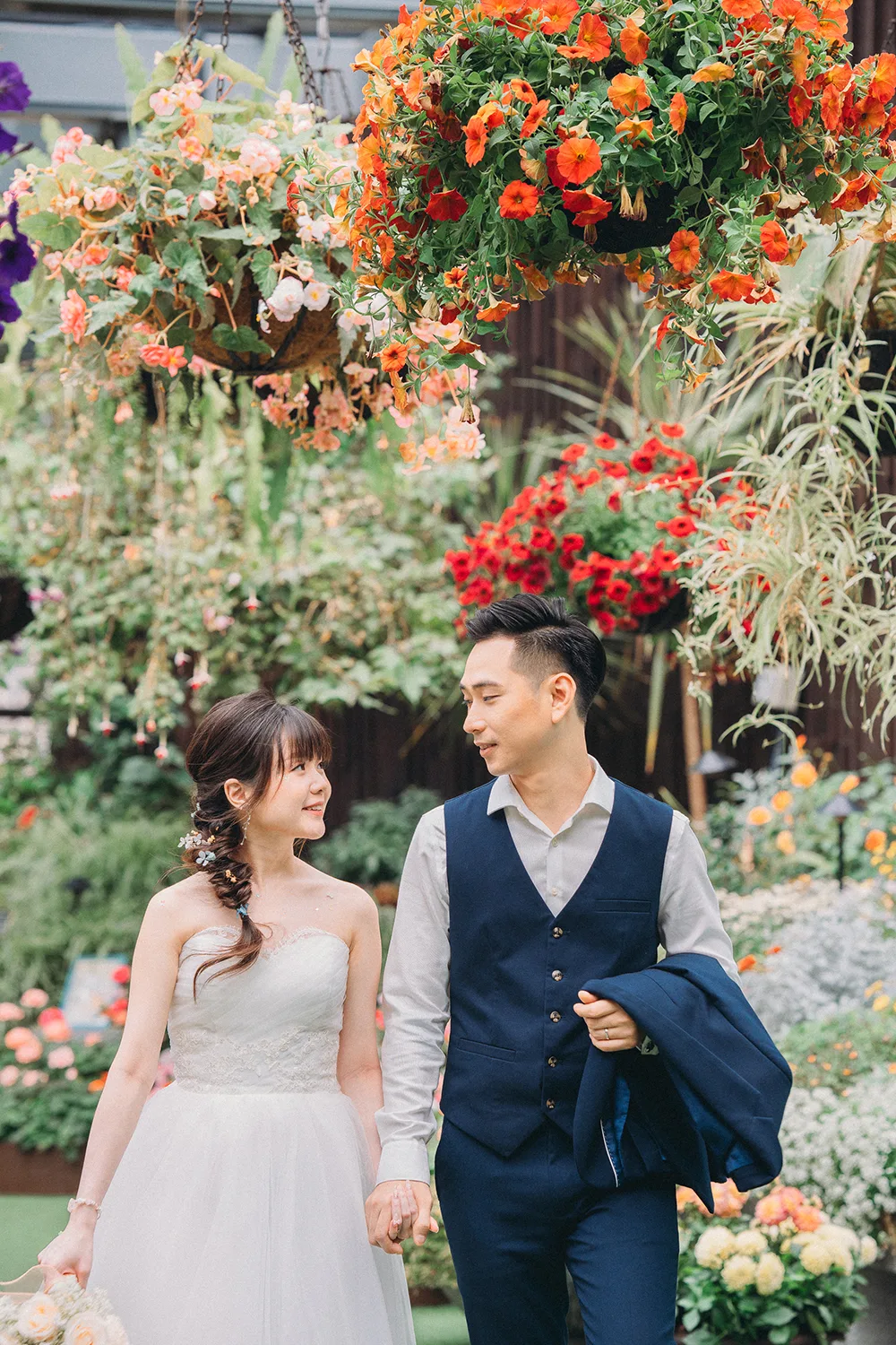 Pre-wedding photoshoot at Gardens by the Bay, Floral Fantasy, Singapore.