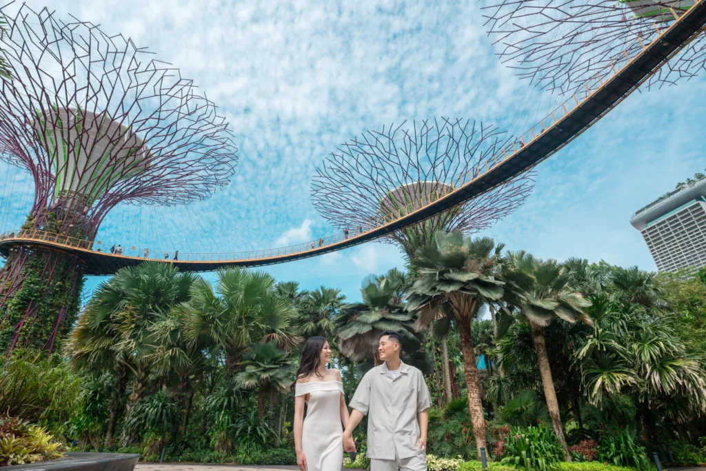 Couple vacation photoshoot at Gardens by the Bay, Singapore.