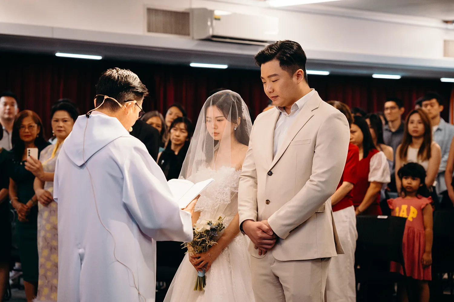 Actual day wedding at St. Andrew's Mission School, Singapore.