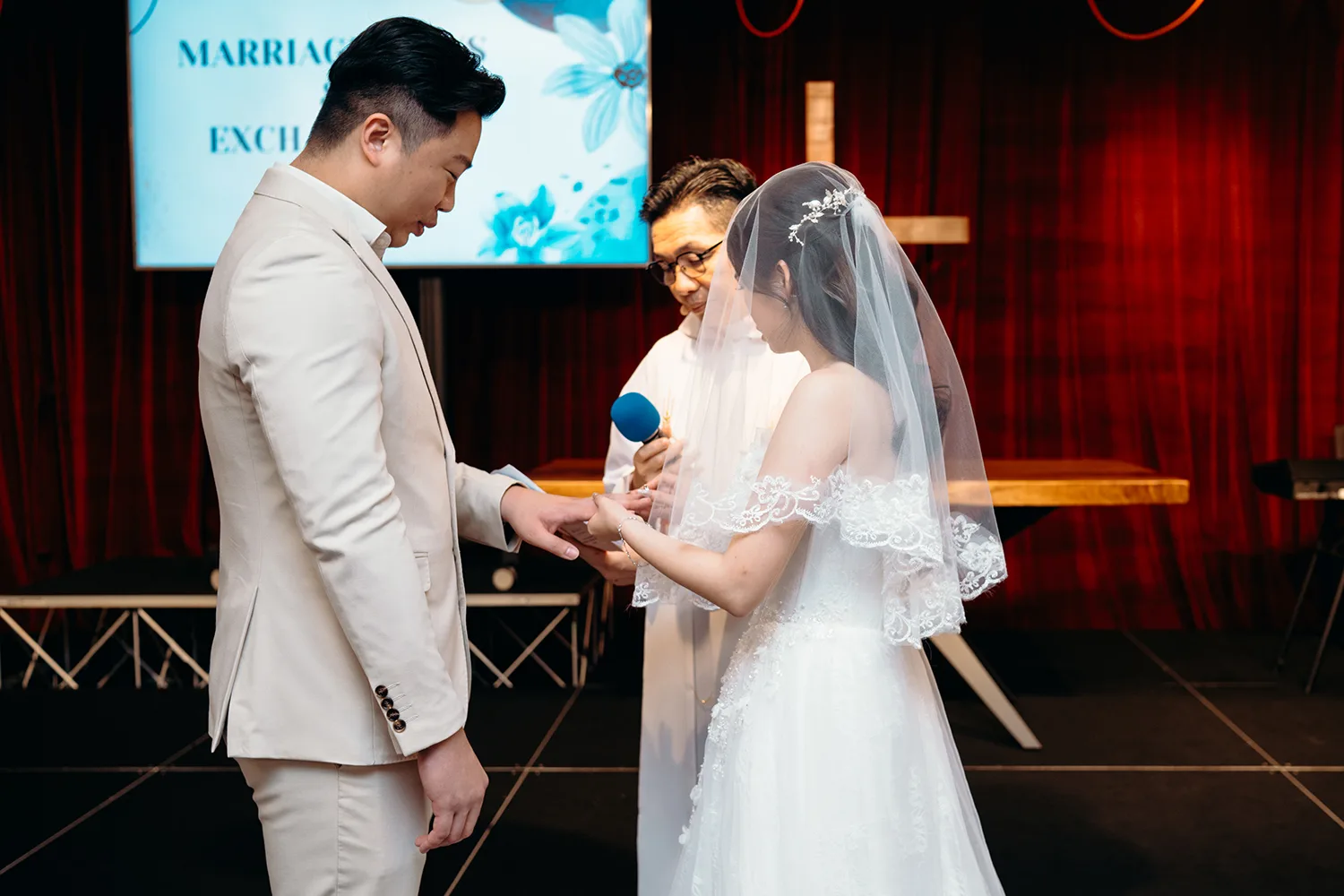 Actual day wedding at St. Andrew's Mission School, Singapore.