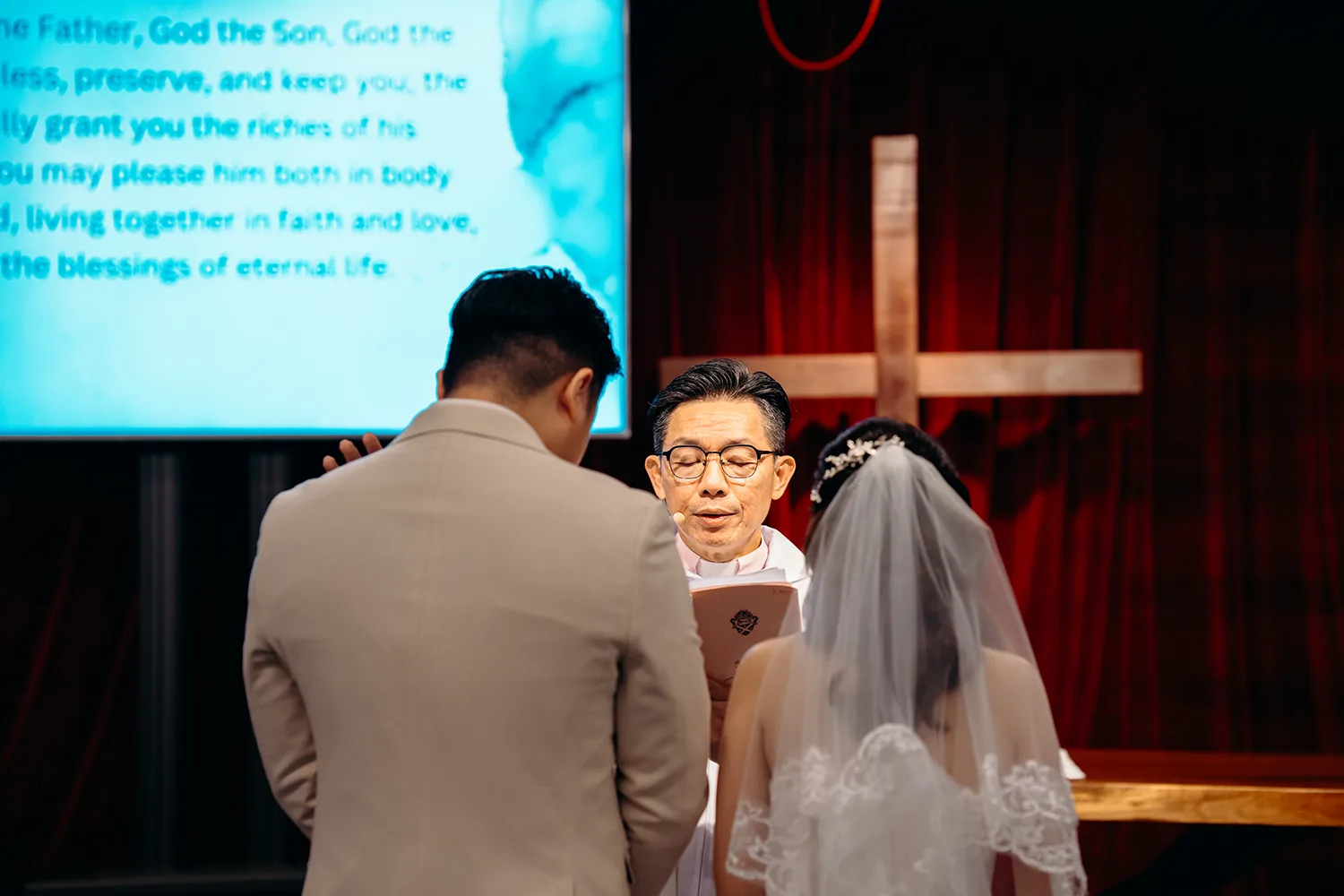 Actual day wedding at St. Andrew's Mission School, Singapore.