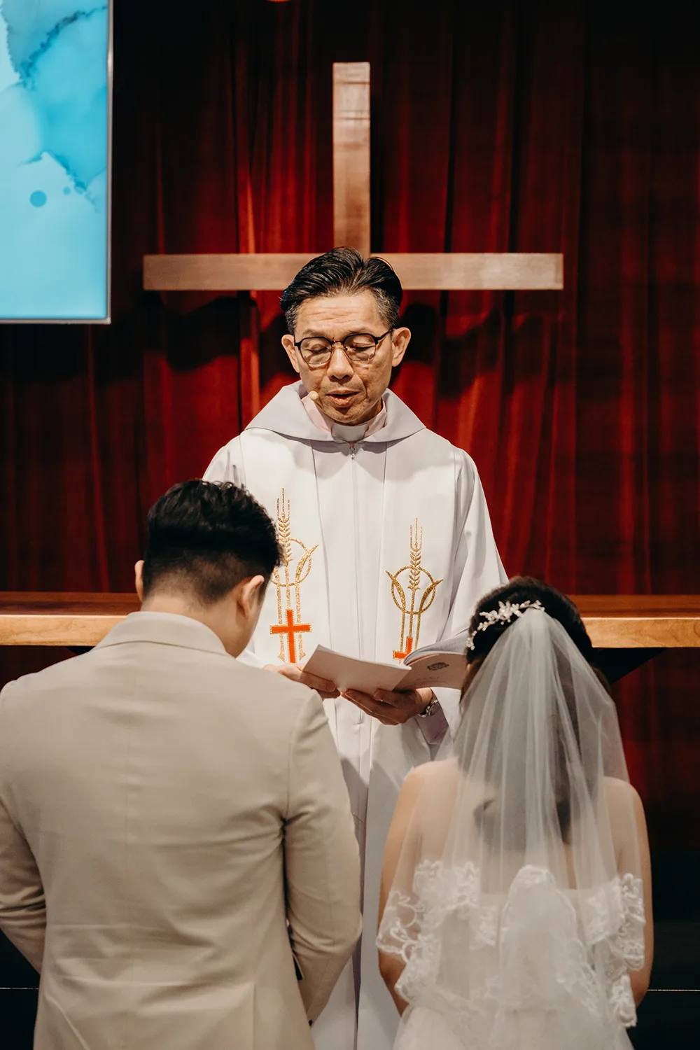 Actual day wedding at St. Andrew's Mission School, Singapore.