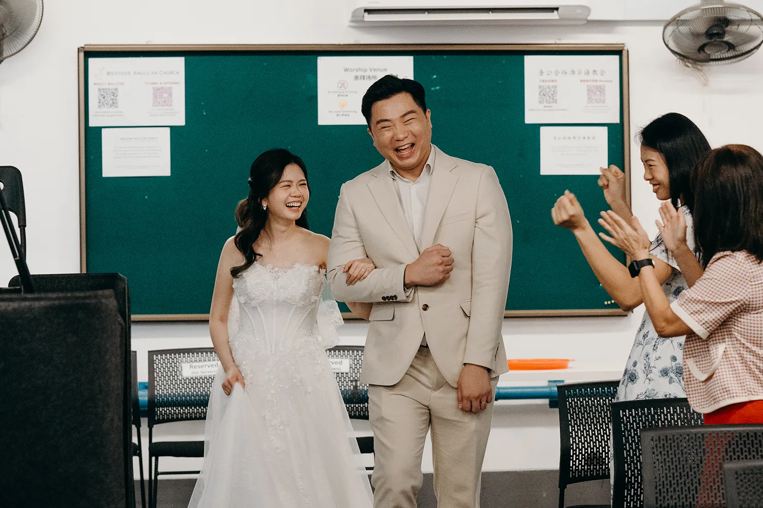 Actual day wedding at St. Andrew's Mission School, Singapore.
