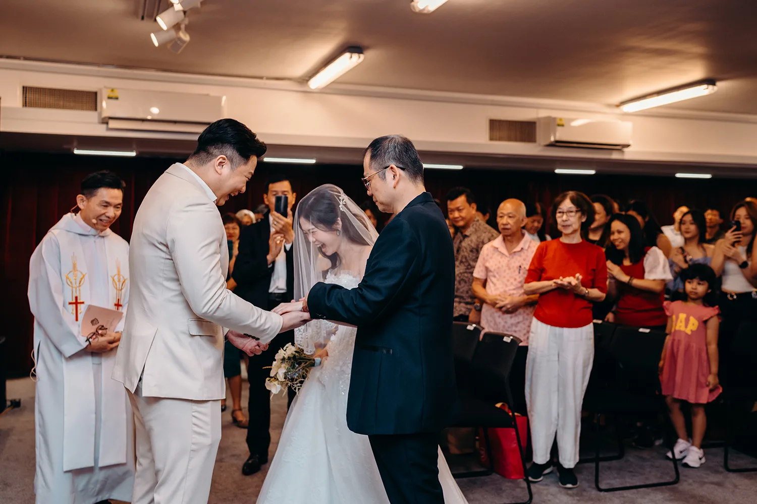 Actual day wedding at St. Andrew's Mission School, Singapore.