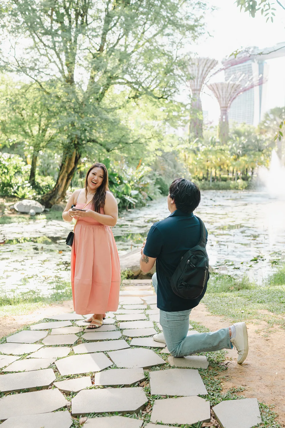 Marriage proposal at Gardens by the Bay, Singapore.