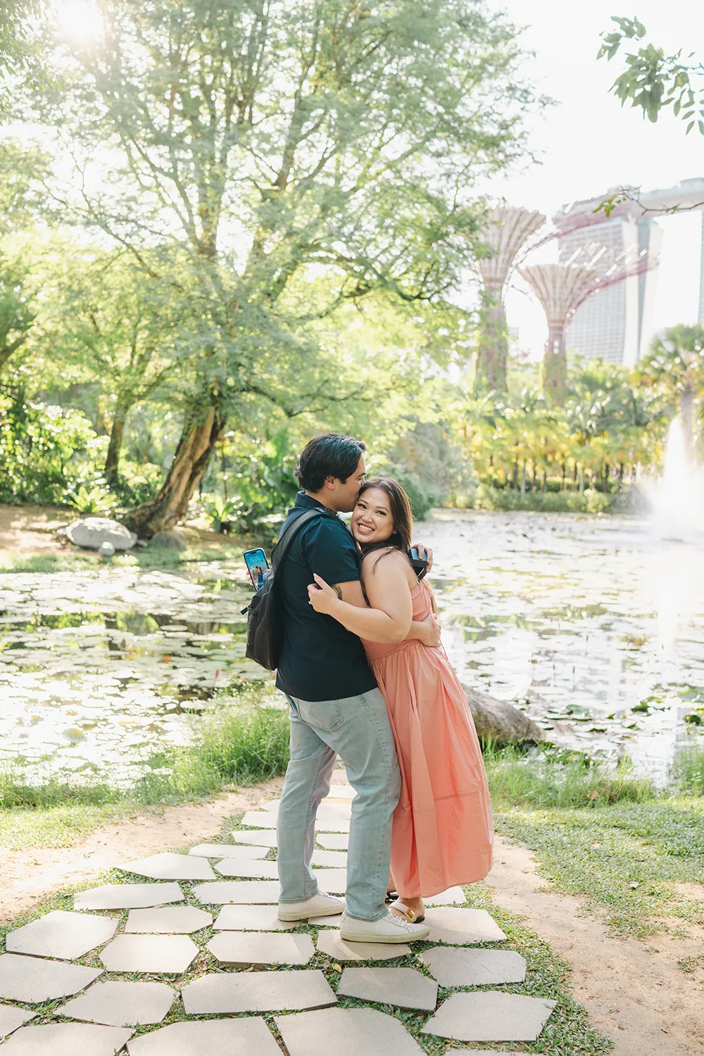 Marriage proposal at Gardens by the Bay, Singapore.