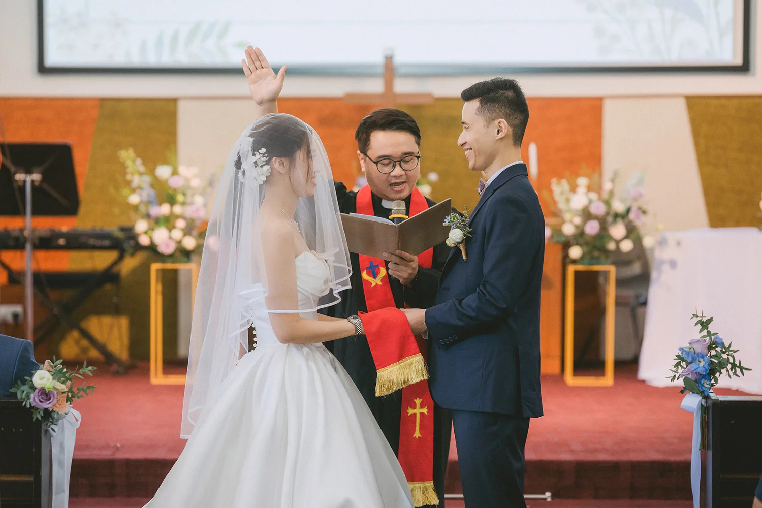 Actual day wedding at Hakka Methodist Church, Singapore.