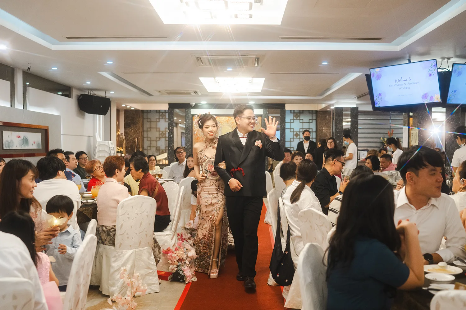 Wedding day at Yan Palace, Chinatown, Singapore.