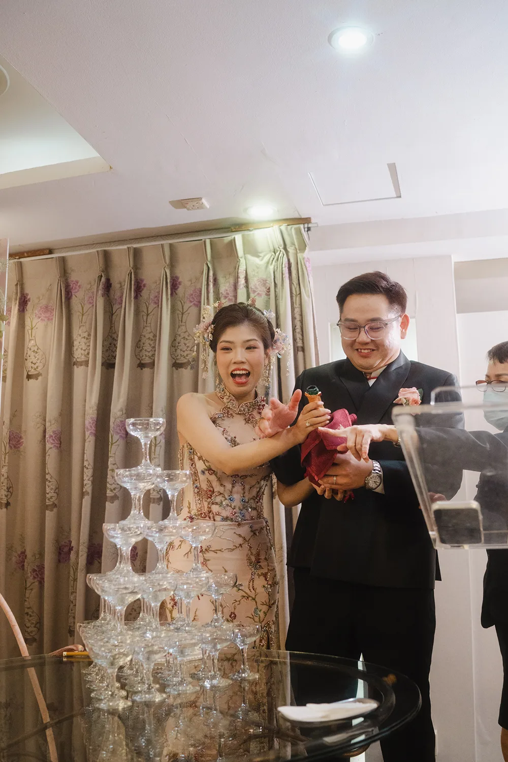 Wedding day at Yan Palace, Chinatown, Singapore.