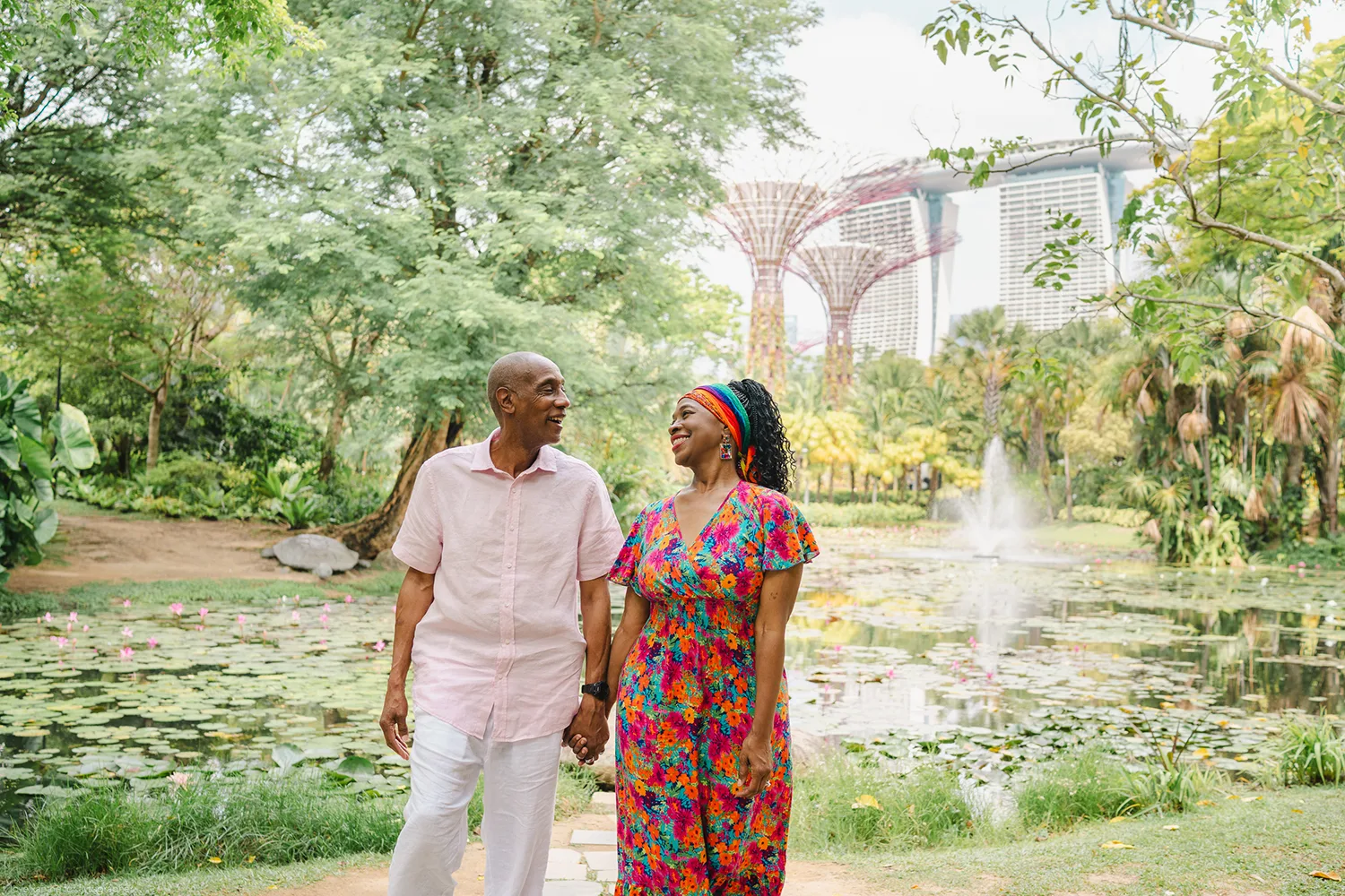 Couple vacation shoot at Gardens by the Bay, Singapore.