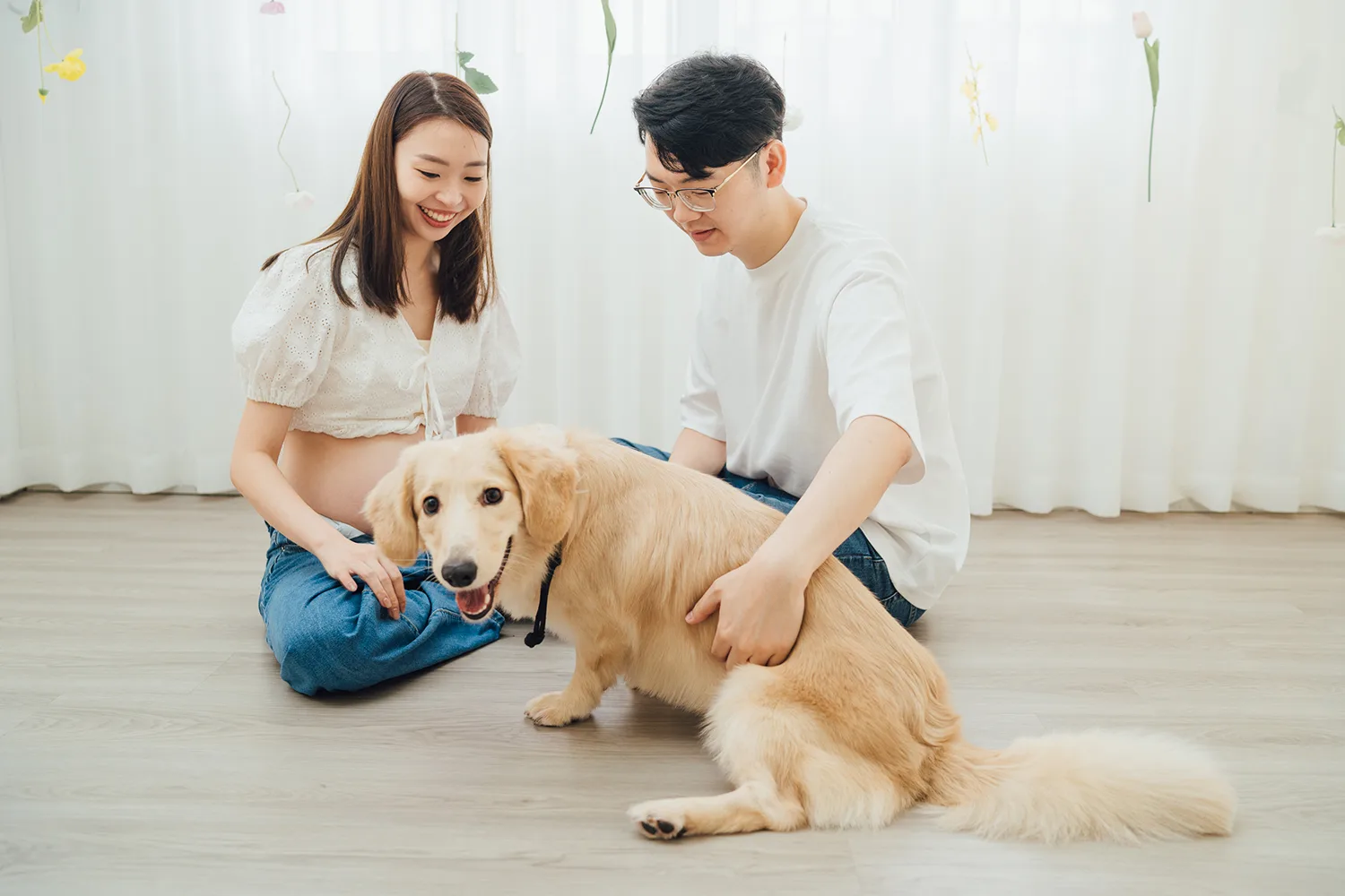 Pet friendly studio maternity photoshoot in Singapore.